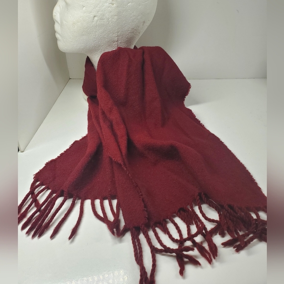 Burgundy Fringe Scarf - Picture 1 of 7